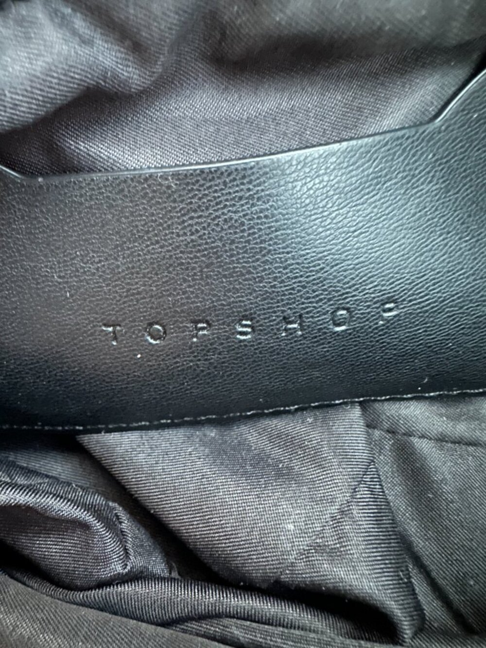 Topshop Y2K Black Faux Leather Sherpa Trim Baguette Shoulder Bag - Picture 4 of 11